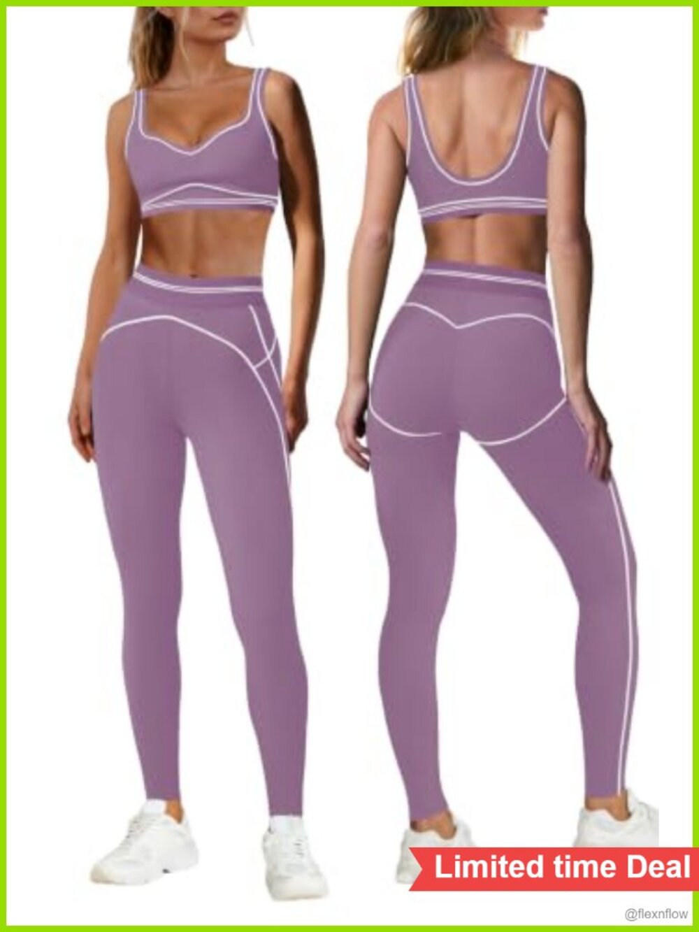 Nirovien 2 Piece Workout Set Nylon Spandex Sports Bra Leggings Yoga Pilates